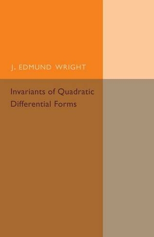 Invariants of Quadratic Differential Forms: (Cambridge Tracts in Mathematics)