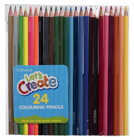 WHSmith Assorted Colouring Pencils (Pack of 24)