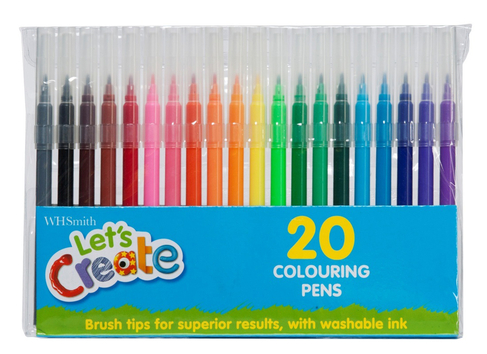 WHSmith Let's Create Colouring Pens, Multi Ink (Pack of 20)