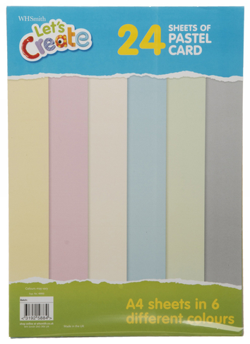 WHSmith Let's Create A4 Pastel Card 24 Sheets