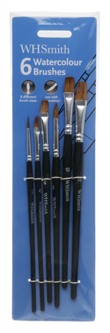 WHSmith Watercolour Paint Brushes (Pack of 6)