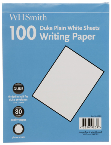 WHSmith Plain White Writing Paper