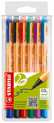 STABILO GREENpoint Nylon Sign Pens, Broad Nib, Assorted Colours (Wallet of 6)