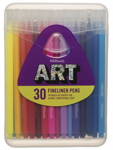 WHSmith Art Fineliners, Multi Ink (Pack of 30)