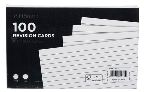 WHSmith White Revision Cards (Pack of 100)