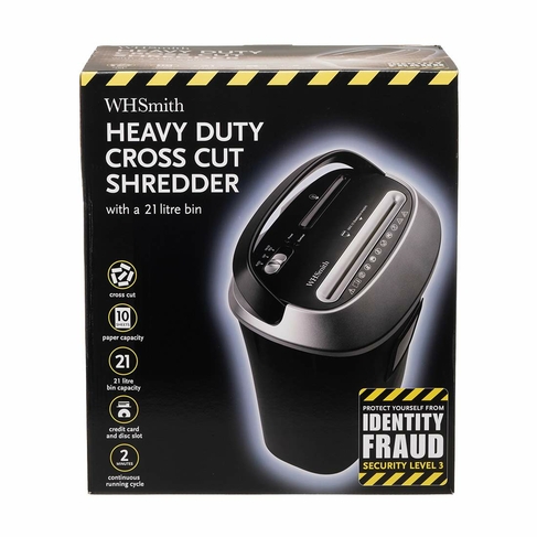 WHSmith Premium Heavy Duty Black 21 Litre Cross Cut Shredder