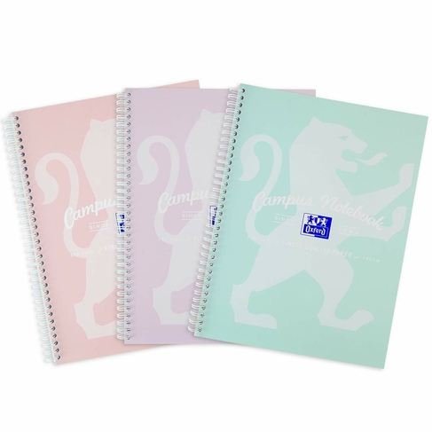 Oxford Campus A4+ Card Cover Wirebound Notebook Ruled 140 Pages Assorted Colours