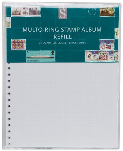 WHSmith Multi-Ring Quadrille Stamp Album Refills (Pack of 25)
