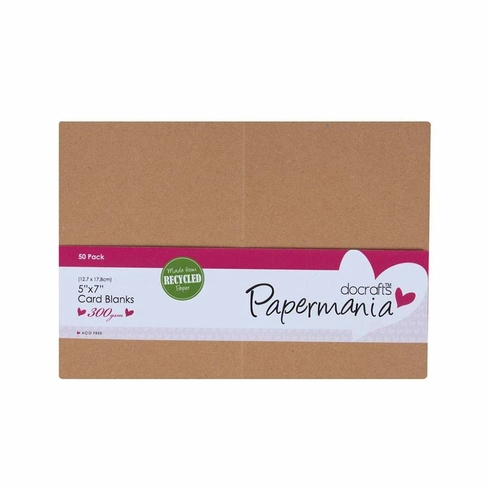 docrafts Papermania 7x5 Inch Recycled Kraft Cards and Envelopes (Pack of 50)
