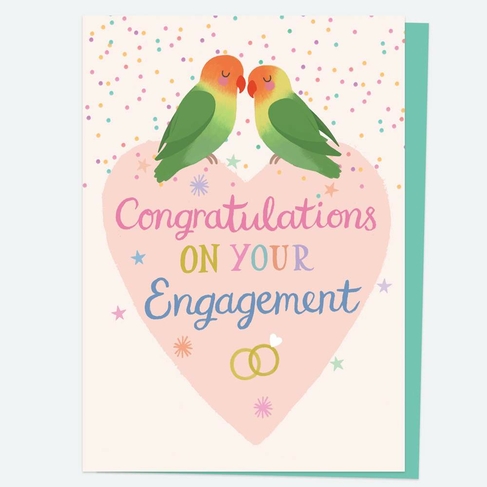 Dotty About Paper Lovebirds Engagement Card
