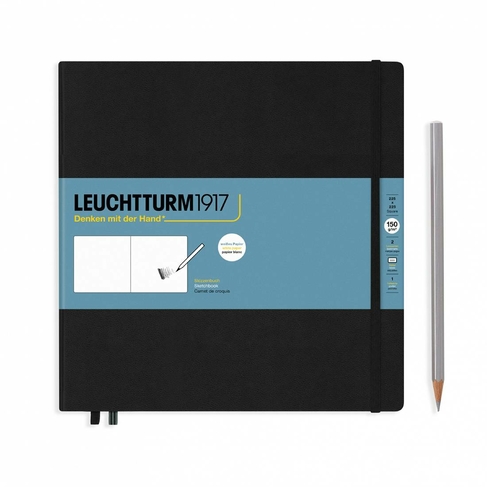 LEUCHTTURM1917 Square Black Sketchbook With 112 Pages of 150gm Paper