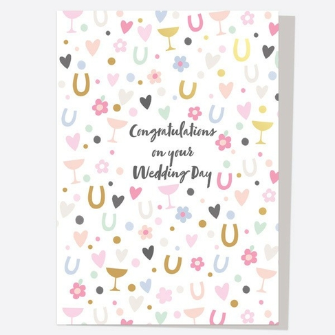 Dotty About Paper Patterns Confetti Icons Foil Wedding Card