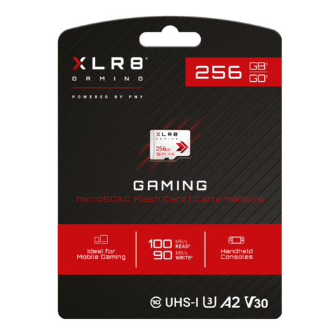 PNY 256 GB XLR8 Gaming Class 10 U3 A2 V30 microSDXC Card