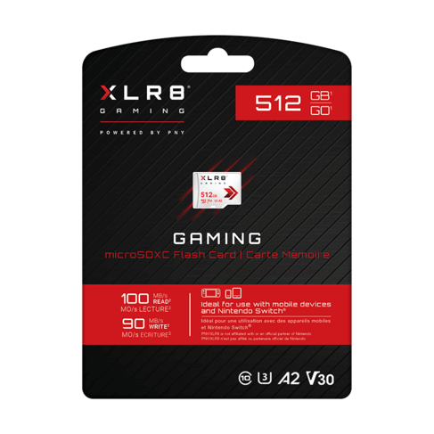 PNY 512 GB XLR8 Gaming Class 10 U3 A2 V30 microSDXC Card