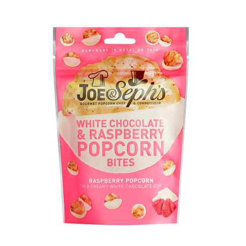Joe & Seph's 63g White Chocolate & Raspberry Popcorn Bites