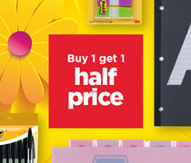 Buy 1 get 1 half price on stationery mix & match