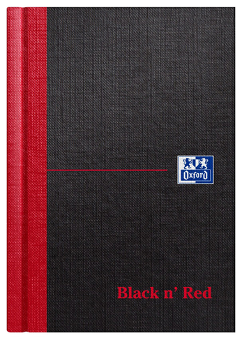 Oxford Black n' Red Casebound A6 Wide Ruled Notebook 192 Pages