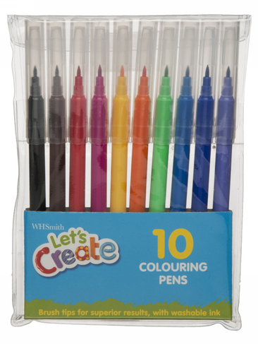 WHSmith Let's Create Colouring Pens, Multi Ink (Pack of 10)