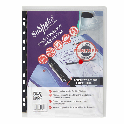 Snopake Polyfile Ringbinder Wallet A4 Clear (Pack of 5)