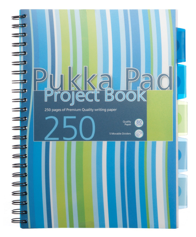 Pukka Pad Waves A4 Wide Ruled Project Notebook Assorted Colours