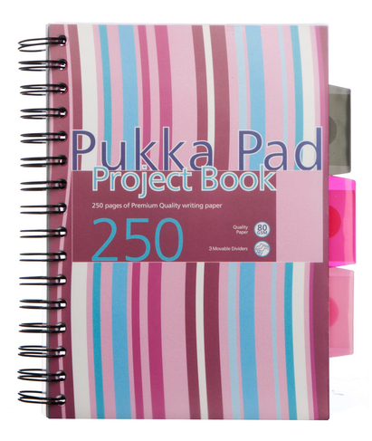 Pukka Pad Waves Assorted Colours A5 Wide Ruled Project Notebook