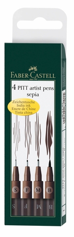 Faber-Castell PITT Artist Drawing Pens Sepia (Pack of 4)