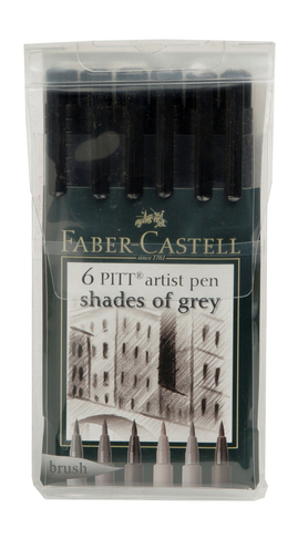 Faber-Castell PITT Artist Brush Pens Shades of Grey (Pack of 6)
