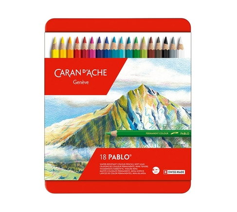Caran d'Ache Pablo Artists Quality Permanent Colour Pencil Tin (Pack of 18)