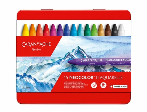 Caran d'Ache Neocolor II Water-Soluble Wax Pastels Tin (Pack of 15)