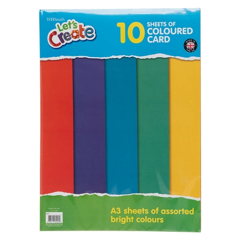 WHSmith Let's Create A3 Bright Card (10 Sheets)