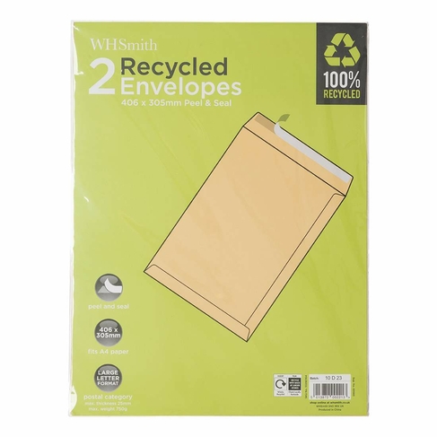 WHSmith Recycled Large Brown Envelopes (Pack of 2)