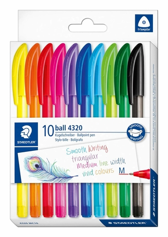 STAEDTLER ball 432 Ballpoint Pens Assorted Colours (Pack of 10)