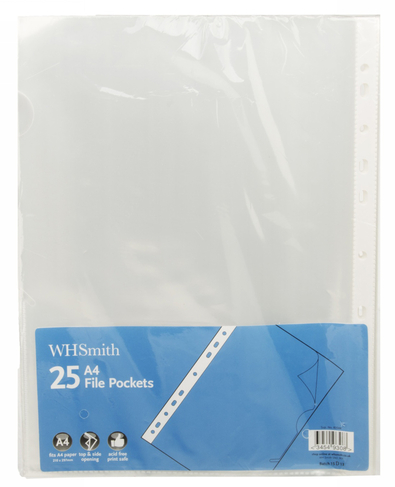 WHSmith A4 File Pockets (Pack of 25)