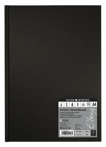 Daler-Rowney Ebony A4 Hardback Sketchbook 160gsm 54 White Sheets