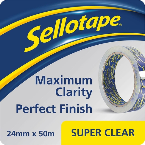 Sellotape Super Clear Sticky Tape - 1 Roll 24mmx50m
