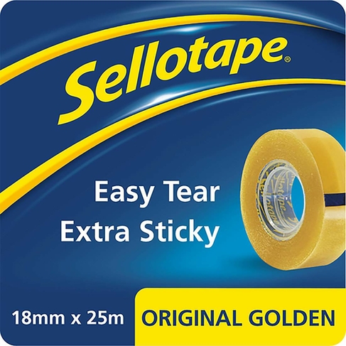 Sellotape Original Golden Sticky Tape - 1 Roll 18mmx25m
