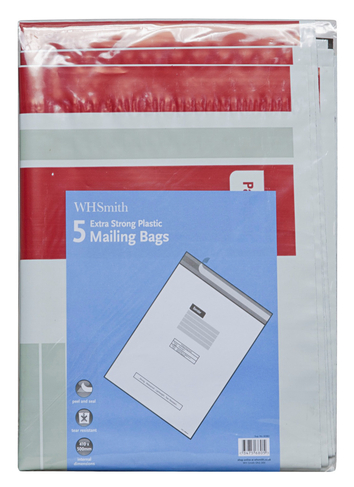 WHSmith Polythene Mailing Bags 410 x 500mm (Pack of 5)