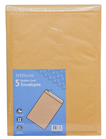 WHSmith Brown Bubble Lined Envelopes Size 3 (Pack of 5)