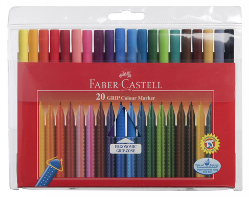 Faber-Castell Colour Grip Triangular Marker Pens (Pack of 20)