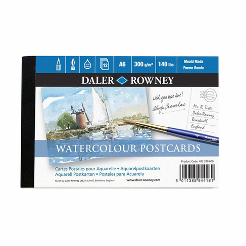 Daler-Rowney Langton A6 Watercolour Postcard Pad 300gsm 12 White Sheets