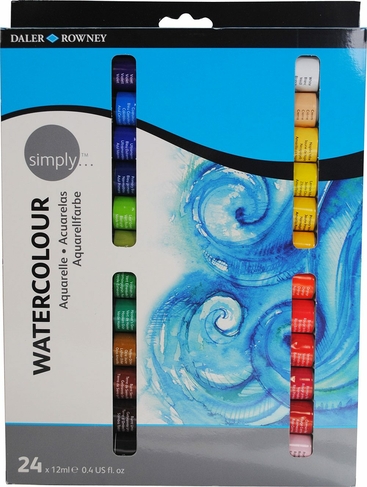 Daler-Rowney Simply Watercolour Set of 24x12ml Paint Tubes