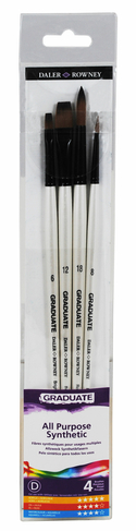Daler-Rowney Graduate Synthetic Long Handle Brush Set (Pack of 4)