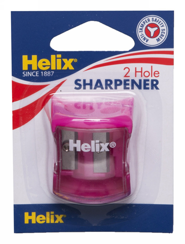 Helix 2 Hole Pencil Sharpener Assorted Colours