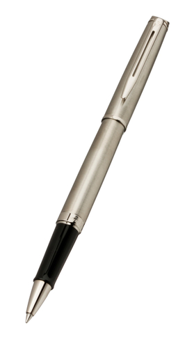 Waterman Hemisphere Stainless Steel Rollerball Pen with Chrome Trim, Fine Nib, Black Ink