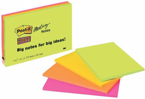 Post-it Neon Large Sticky Notes (Pack of 4)