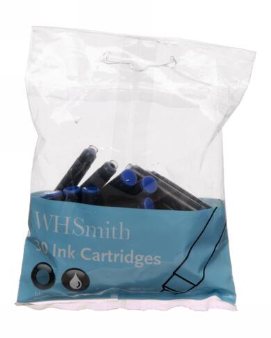 WHSmith Ink Cartridges, Blue Ink (Pack of 30)