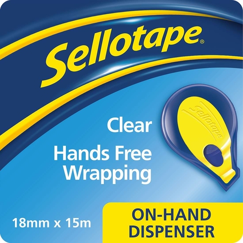 Sellotape Super Clear On-Hand Tape Dispenser + Roll 18mm x 15m
