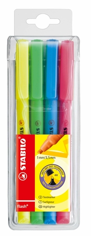 STABILO Flash Highlighter Pens, Chisel Nib (Pack of 4)