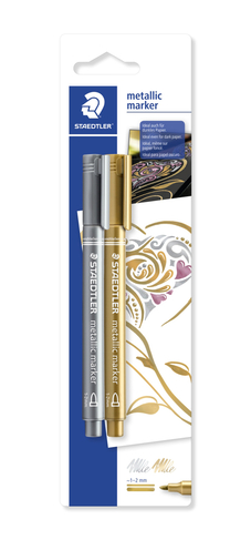 STAEDTLER Metallic Markers, Gold and Silver Ink (Pack of 2)