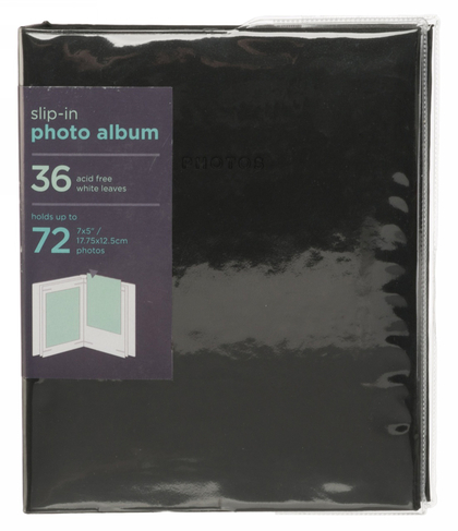 WHSmith Mini Black 7x5 Photo Album 36 White Slip-in Leaves